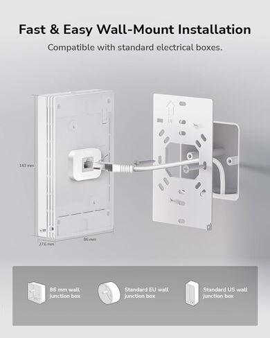 Cudy AP3000Wall WiFi6 AX3000 in-Wall Wireless Gigabit Access Point,Support OFDMA,MU-MIMO,Beamforming,PoE Powered,Cudy App Control or Web Configuration (Renewed) in Kuwait