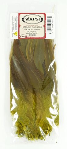 Wapsi Saddle Hackle Feathers for Fly Tying, Olive Dyed Natural in Kuwait