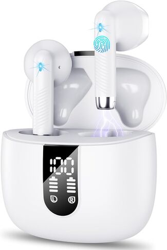 Wireless Earbud Bluetooth 5.3 Headphones with Clear Sound, 40H Playtime, Sport Earbud Touch Control with LED Digital Display, IP7 Waterproof Bluetooth Earphones Built-in Mic for Android iOS Workout in Kuwait