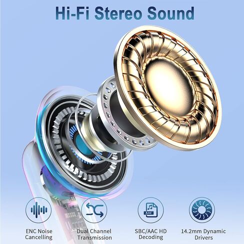 Wireless Earbud Bluetooth 5.3 Headphones with Clear Sound, 40H Playtime, Sport Earbud Touch Control with LED Digital Display, IP7 Waterproof Bluetooth Earphones Built-in Mic for Android iOS Workout in Kuwait