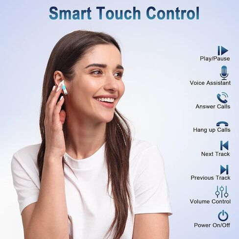 Wireless Earbud Bluetooth 5.3 Headphones with Clear Sound, 40H Playtime, Sport Earbud Touch Control with LED Digital Display, IP7 Waterproof Bluetooth Earphones Built-in Mic for Android iOS Workout in Kuwait