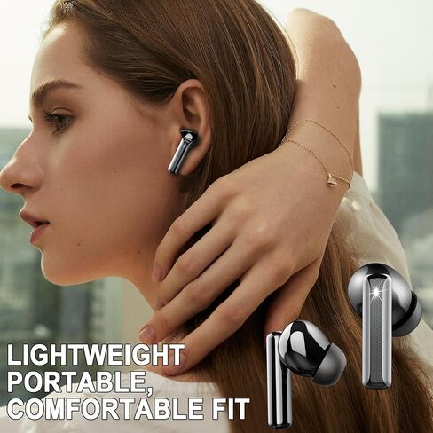 Wireless Earbuds, 2025 Bluetooth 5.4 Headphones Bass Stereo, Ear Buds with 4 Mics ENC Noise Cancelling, Bluetooth Earbuds 48H Playtime LED Display Charging Case, IP7 Waterproof in Ear Earphones, Black in Kuwait