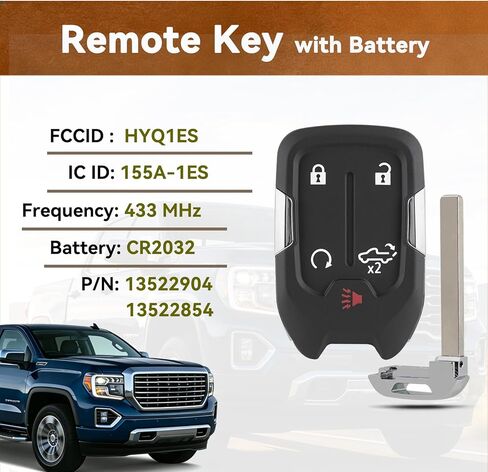2 قطعة استبدال مفتاح التحكم عن بعد لـ GMC Sierra 1500 2500 3500 2019 2020 2021 2022 2023 شيفروليه تشيفي سيلفرادو 1500 مناسب لمالك السيارة استبدال أو مفتاح احتياطي مع شريحة OEM HYQ1ES 13522904 13522854 in Kuwait