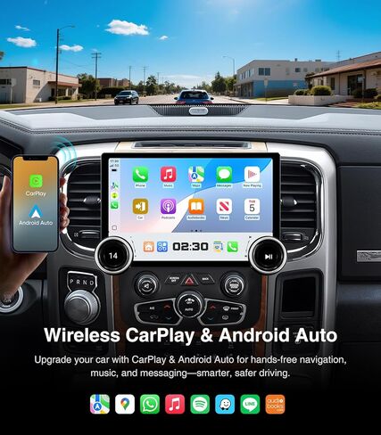 ستيريو سيارة لسيارة دودج رام 1500 2500 3500 (2013-2018)، راديو بشاشة لمس 11.5 بوصة مع CarPlay لاسلكي وAndroid Auto، ملاحة GPS، مجموعة أجهزة القياس بمقابض مزدوجة in Kuwait