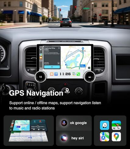 ستيريو سيارة لسيارة دودج رام 1500 2500 3500 (2013-2018)، راديو بشاشة لمس 11.5 بوصة مع CarPlay لاسلكي وAndroid Auto، ملاحة GPS، مجموعة أجهزة القياس بمقابض مزدوجة in Kuwait