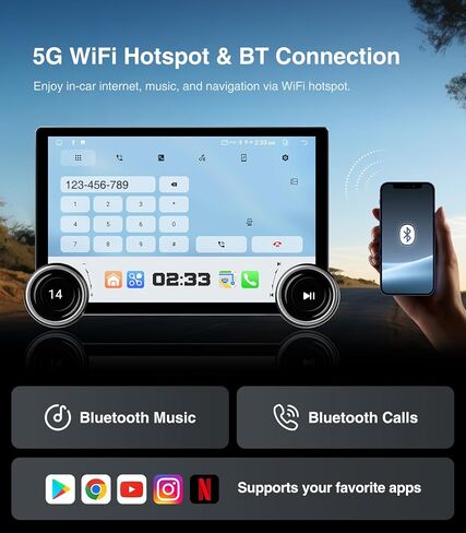 ستيريو سيارة لسيارة دودج رام 1500 2500 3500 (2013-2018)، راديو بشاشة لمس 11.5 بوصة مع CarPlay لاسلكي وAndroid Auto، ملاحة GPS، مجموعة أجهزة القياس بمقابض مزدوجة in Kuwait