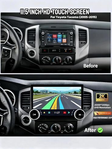 راديو ستيريو للسيارة 11.5 بوصة لسيارة Toyota Tacoma 2005-2015 مع Android13 5G WiFi Wireless CarPlay Android Auto GPS Navigation BT FM AM HD كاميرا احتياطية (8Core 6G+128G) in Kuwait