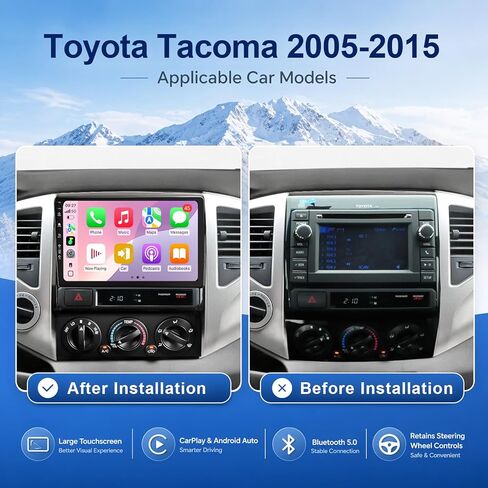 5G-WiFi6 (4Core 64G ROM) Car Radio Stereo for Toyota Tacoma 2005-2015,9 inch Touch Screen Head Unit with Wireless Carplay Android Auto GPS Bluetooth SWC FM Mirror Link Backup Camera (2Ram 64Rom) in Kuwait
