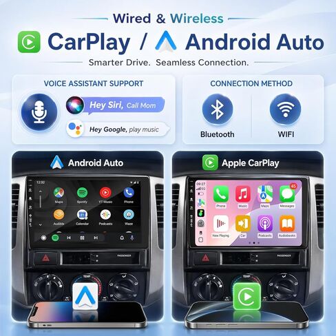5G-WiFi6 (4Core 64G ROM) Car Radio Stereo for Toyota Tacoma 2005-2015,9 inch Touch Screen Head Unit with Wireless Carplay Android Auto GPS Bluetooth SWC FM Mirror Link Backup Camera (2Ram 64Rom) in Kuwait