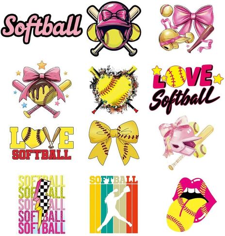 100PCS Pink Softball Stickers, Motivational Vinyl Waterproof Stickers for Water Bottles, Skateboard, Travel Gear, Teaching Incentives, Sport Softball Love Gifts, Softball Coquette Bow Stickers. in Kuwait