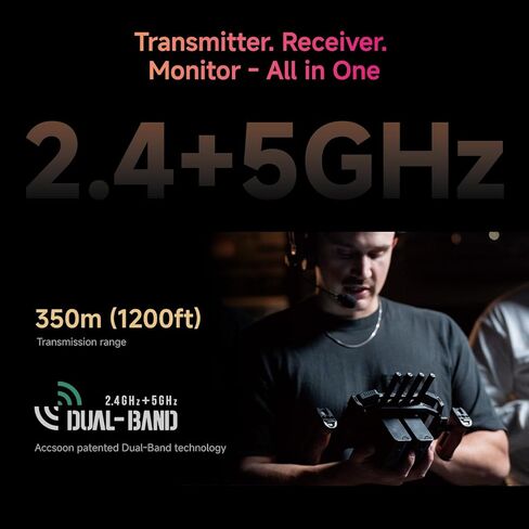 Accsoon CineView M7H Pro 7" Camera Field Monitor Transmitter&Receiver 3 All in One 1000nits 1920 x 1080 4k60 2.4 +5GHz Dual-Band Transmission 1200ft Transmission Range Support Camera Control in Kuwait