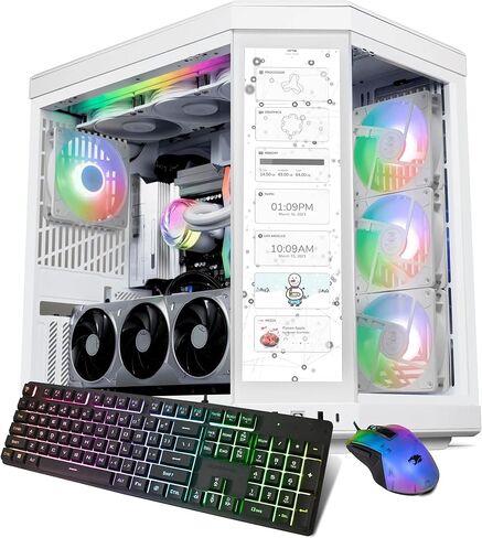 كمبيوتر مكتبي iBUYPOWER Y70TI للألعاب مع حافظة شاشة تعمل باللمس HYTE، وحدة المعالجة المركزية Intel Core Ultra 9 285، NVIDIA GeForce RTX 5070Ti 16GB GPU، 32GB DDR5 RGB RAM، 2 تيرابايت SSD، Windows 11 Home، لوحة مفاتيح، ماوس-أبيض ثلجي in Kuwait