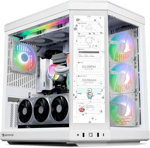 كمبيوتر مكتبي iBUYPOWER Y70TI للألعاب مع حافظة شاشة تعمل باللمس HYTE، وحدة المعالجة المركزية Intel Core Ultra 9 285، NVIDIA GeForce RTX 5070Ti 16GB GPU، 32GB DDR5 RGB RAM، 2 تيرابايت SSD، Windows 11 Home، لوحة مفاتيح، ماوس-أبيض ثلجي in Kuwait
