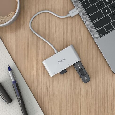 موزع USB 3.0 بأربعة منافذ من Staples TECH، أبيض، منافذ USB قابلة للتوسيع لأجهزة الكمبيوتر المحمول/سطح المكتب، نقل بيانات عالي السرعة in Kuwait