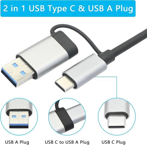 USB C & USB A Multiport Hub, Aluminum 8 in 1 USB Extender Adapter, with 5 x USB and SD/TF Card Reader, 3.5MM Audio Port, for PC, Laptops, MacBook, iPad, Phones and More in Kuwait