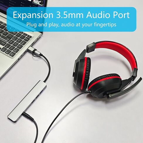 USB C & USB A Multiport Hub, Aluminum 8 in 1 USB Extender Adapter, with 5 x USB and SD/TF Card Reader, 3.5MM Audio Port, for PC, Laptops, MacBook, iPad, Phones and More in Kuwait