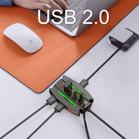 موزع USB، 10 في 1 USB C وUSB Hub مع USB 2.0، 10 منافذ USB-Hub USB موسع USB لأجهزة الكمبيوتر/أجهزة الكمبيوتر المحمولة/MacBook Pro/Air/iMac/iPad/Flash Drive/Mobile HDD/الكاميرا والمزيد من الأجهزة (1.96 قدم)، أسود in Kuwait
