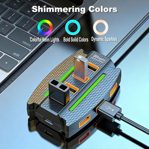 موزع USB، 10 في 1 USB C وUSB Hub مع USB 2.0، 10 منافذ USB-Hub USB موسع USB لأجهزة الكمبيوتر/أجهزة الكمبيوتر المحمولة/MacBook Pro/Air/iMac/iPad/Flash Drive/Mobile HDD/الكاميرا والمزيد من الأجهزة (1.96 قدم)، أسود in Kuwait