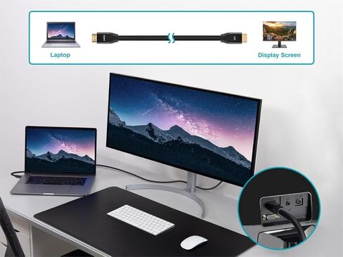 كابل HDMI عالي السرعة معتمد من Monoprice 4K - 4K60 هرتز و18 جيجابت في الثانية HDR VW-1 بتصنيف 30 قدمًا أسود in Kuwait