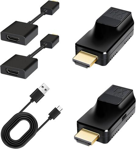 محول HDMI موسع عبر إيثرنت يصل إلى 200 قدم مع كابل تمديد HD، 1080P@60 هرتز HDMI إلى RJ45 عبر كابل CAT5/5e CAT6 OFC، التوصيل والتشغيل للتلفزيون، الكمبيوتر الشخصي، PS5، جهاز العرض in Kuwait
