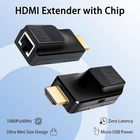 محول HDMI موسع عبر إيثرنت يصل إلى 200 قدم مع كابل تمديد HD، 1080P@60 هرتز HDMI إلى RJ45 عبر كابل CAT5/5e CAT6 OFC، التوصيل والتشغيل للتلفزيون، الكمبيوتر الشخصي، PS5، جهاز العرض in Kuwait