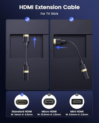 موسع ANDTOBO HDMI، كابل تمديد HDMI 8K 0.5FT HDMI ذكر إلى أنثى محول 8K@60 هرتز 4K@240 هرتز 2.1 عالي السرعة 48 جيجابت في الثانية متوافق مع Xbox وPS5 وSwitch وRoku Stick وBlu Ray وHDTV والكمبيوتر المحمول والكمبيوتر الشخصي in Kuwait