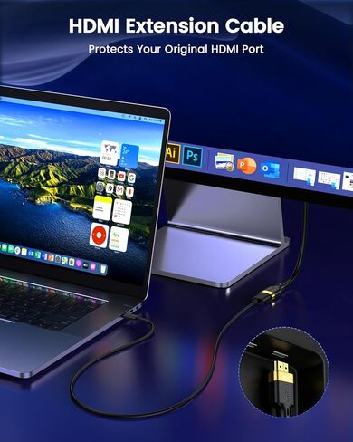موسع ANDTOBO HDMI، كابل تمديد HDMI 8K 0.5FT HDMI ذكر إلى أنثى محول 8K@60 هرتز 4K@240 هرتز 2.1 عالي السرعة 48 جيجابت في الثانية متوافق مع Xbox وPS5 وSwitch وRoku Stick وBlu Ray وHDTV والكمبيوتر المحمول والكمبيوتر الشخصي in Kuwait