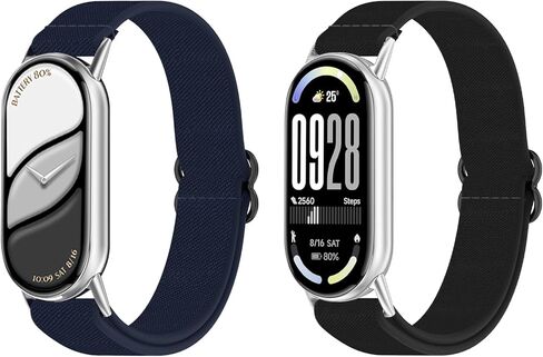 حزام ساعة مرن مع محول معدني متوافق مع Xiaomi Smart Band 10/9/8 بديل من النايلون الرياضي لـ Mi Band 10/9/8 للنساء والرجال in Kuwait