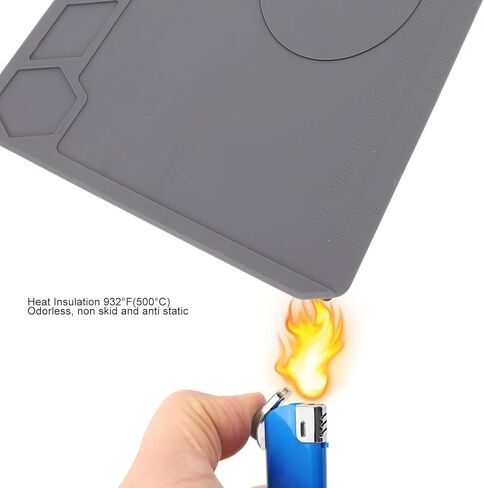 Fafeicy Silicone Work Mat, Heat Insulation with Scale Ruler, Anti Slip Soldering Mat for Electronics Phone Computer Repair in Kuwait