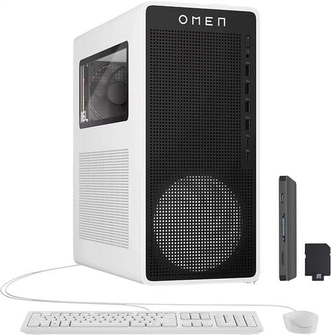 HP Omen 16L Gaming Desktop, AMD Ryzen 7 8700F, NVIDIA GeForce RTX 5060 8GB GDDR7, 32GB DDR5 RAM, 2TB Storage (1TB SSD+1TB Docking Station Set), Wired Keyboard & Mouse, Wi-Fi 6, Win 11, White in Kuwait