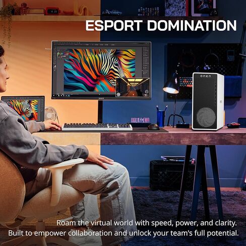 HP Omen 16L Gaming Desktop, AMD Ryzen 7 8700F, NVIDIA GeForce RTX 5060 8GB GDDR7, 32GB DDR5 RAM, 2TB Storage (1TB SSD+1TB Docking Station Set), Wired Keyboard & Mouse, Wi-Fi 6, Win 11, White in Saudi Arabia