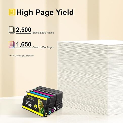 مجموعة خراطيش الحبر 936 9125e 936XL متوافقة مع حبر HP 936 لحبر HP 936 936E 936XL لـ HP OfficeJet Pro 9125e 9120e 9730e 9130 9135e 9122e 9128e 9110b 9120b 4 عبوات مع شريحة in Kuwait