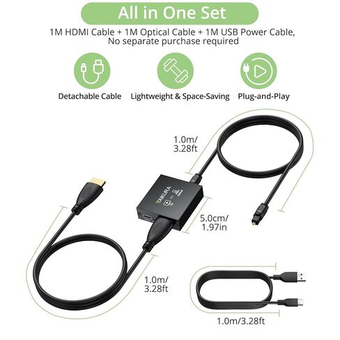 HDMI ARC/eARC إلى محول الصوت البصري مع مخرج 192 كيلو هرتز 24 بت، يدعم PCM 2.0 Dolby 5.1 DTS 5.1، توصيل وتشغيل HDMI إلى محول بصري للتلفزيون عالي الدقة والمسرح المنزلي وسماعات الرأس اللاسلكية in Kuwait