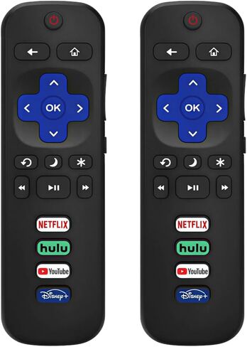 (Pack of 2) Universal Replacement Remote for Roku TV, Compatible with TCL, Hisense, Onn, Sharp, Sanyo, Westinghouse, Element, Philips, RCA TVs, No Setup Required, NOT for Stick or Players in Kuwait