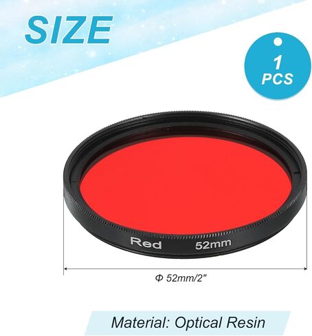 Generic 52mm Lens Filter,Full Red Camera Filter Scratch Optical Glass Round Fluorescent Filters Universal for Camera Photography Lens in Kuwait