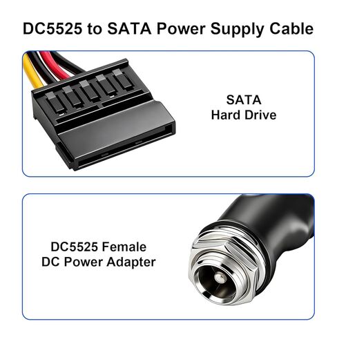 OwlTree DC 12V Female to 4 SATA IDE 5V Hard Drive Power Supply Cable DC 5.5x2.5mm to SATA Female Extension Cable with Step-Down Voltage Regulator (1 to 4) in Kuwait