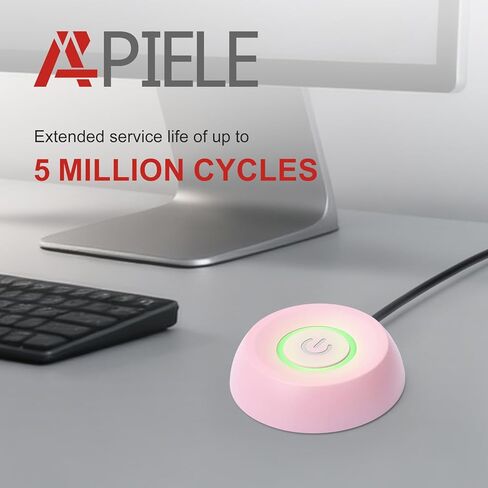 APIELE PC Power Button Desktop PC Computer External Power ON Off LED Push Computer Host Button Supply Supplies with 1.8m Cables for Computer Motherboard Pink Round Model (Pink) in Kuwait