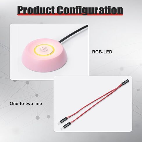 APIELE PC Power Button Desktop PC Computer External Power ON Off LED Push Computer Host Button Supply Supplies with 1.8m Cables for Computer Motherboard Pink Round Model (Pink) in Kuwait
