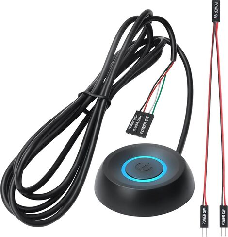 APIELE PC Power Button Desktop PC Computer External Power ON Off LED Push Computer Host Button Supply Supplies with 1.8m Cables for Computer Motherboard Pink Round Model (Pink) in Kuwait