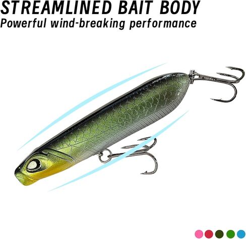5Pcs Pencil Popper Topwater Fishing Lures Floating Hard Bait with Box for Bass Walleye Pike Catfish Musky Perch 3.15in/0.35oz in Kuwait
