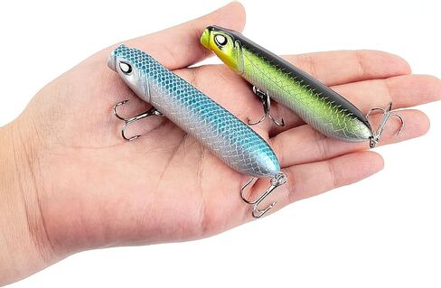 5Pcs Pencil Popper Topwater Fishing Lures Floating Hard Bait with Box for Bass Walleye Pike Catfish Musky Perch 3.15in/0.35oz in Kuwait