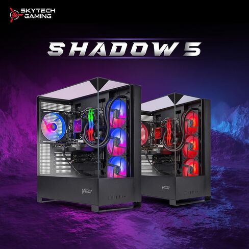 Skytech Gaming Shadow 5 Gaming PC, AMD Ryzen 5 9600X 3.9GHz, AMD RX 9060 8GB VRAM, 1TB NVMe SSD, 16GB DDR5 RAM 6000, 750W Gold PSU, WI-FI 5, Windows 11, Desktop in Saudi Arabia