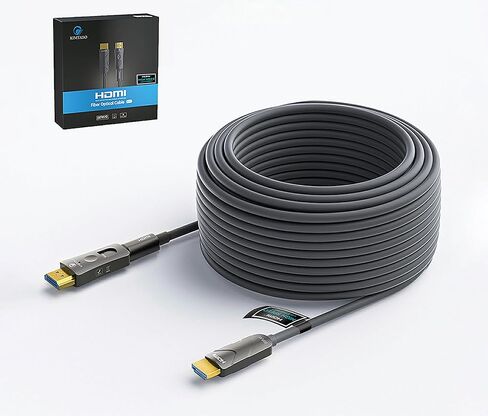 100 ft Fiber Optic HDMI 2.0 Cable, 18Gbps, 4K@60Hz, HDMI to HDMI & Micro HDMI, Slim, Grey, Indoor, Compatible with TV, Projector, Monitor, Laptop, Camera, Camcorder in Kuwait