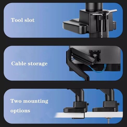 Monitor Arms 17"-45" Single Monitor Mount, Gas Spring Aluminum Arm, Adjustable Stand, 75/100 Mm with Clamp and Grommet Base,Hold Up to 35 Lbs Desk Accessories,Black in Kuwait
