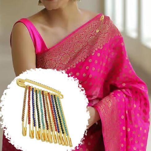 VAMA Multicolor Stone Saree Pins Brooch Set For Sari Pleats Holding Pallu Lehanaga Dresses in Saudi Arabia