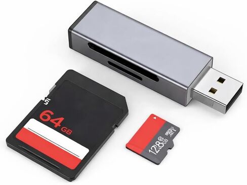 قارئ بطاقات USB 2.0 SD/TF، ​​محول قارئ بطاقات الذاكرة لـ SD TF microSD، توصيل وتشغيل نقل سريع للملفات، هيكل من سبائك الألومنيوم in Kuwait