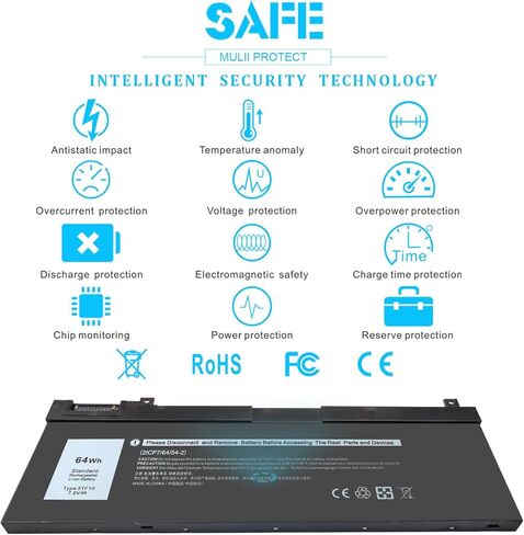 بطارية 64Wh 5TF10 متوافقة مع أجهزة الكمبيوتر المحمول Dell Precision 7730 7740 7530 7540 P34E P34E002 P34E001 P74F P74F002 P74F001 Series 05TF10 GHXKY 0RY3F9 RY3F9 7M0T6. in Kuwait