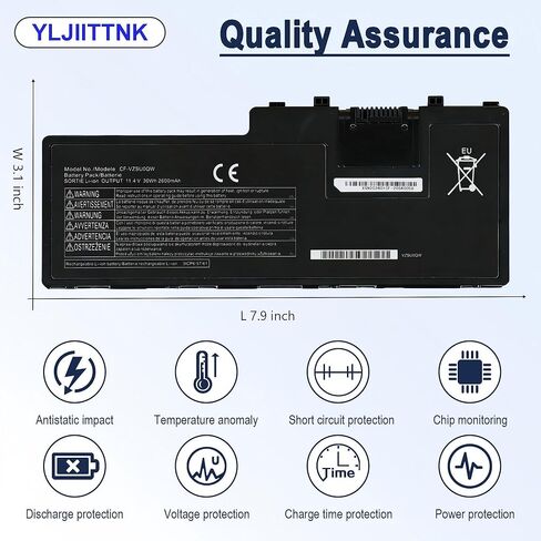 CF-VZSU0QW Battery 11.4V 30Wh 2600mAh Compatible with Panasonic Toughbook CF-20 FZ-A2 CF-VEK20 Series Mk1 Tablet PC CF-20A0205NG FZ-A2A203CA3 CF-VZSU0QJS CF-VZSU0QQ CF-VZSU0QK CF-VZSU0QR CF-20A0205TD in Kuwait