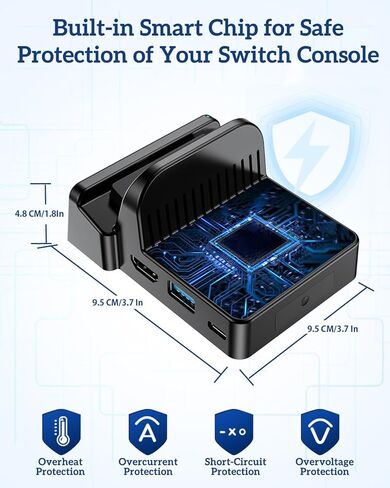 قاعدة إرساء محمولة لمحول/تبديل OLED من نينتندو 0، قاعدة توصيل تلفزيون مع مخرج فيديو HDMI بدقة 4K، منافذ USB متعددة، تصميم مدمج ومحمول، نظام تبريد in Kuwait