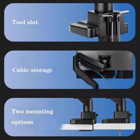 Gas Spring Aluminum Monitor Arm,17"-45" Single Monitor Mount, Adjustable Stand, 75/100 Mm with Clamp and Grommet Base,Hold Up to 35 Lbs Monitors Arm,Black in Kuwait